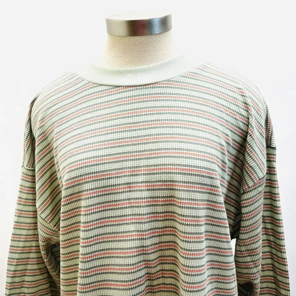 NWT SONOMA Women Long Sleeve Pullover Crew Neck Striped Green Shirt Extra Large - Picture 1 of 11